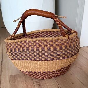 Vintage Bolga Market Tote Farmers Basket